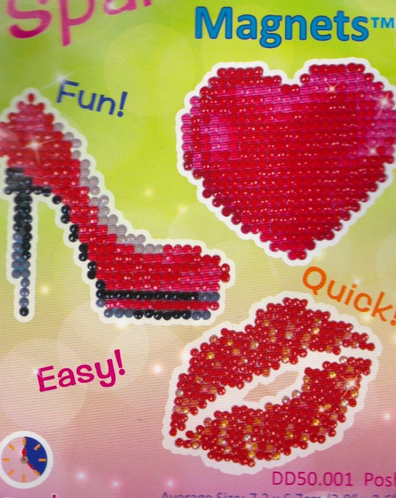 DIY Diamond Dotz Posh Heart Lips Shoe Sparkle Magnets Facet Art Bead Craft Kit