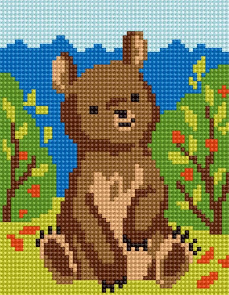 DIY Collection D'Art Bear Floss Needlepoint Wall Hanging Picture Kit 5