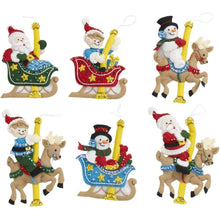 Load image into Gallery viewer, DIY Bucilla Carousel Santa Horse Sleigh Christmas Felt Ornament Kit 86950E