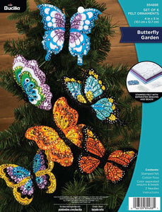 DIY Bucilla Butterfly Garden Spring Blue Orange Purple Tree Ornament Kit 89488E