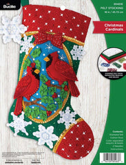 DIY Bucilla Christmas Cardinals Winter Birds Holiday Felt Stocking Kit 89483E
