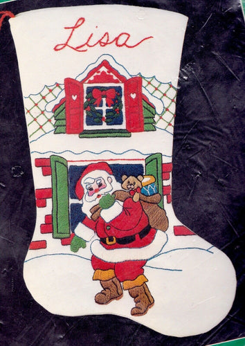 DIY Dmg Pkg Bucilla Santas Visit Christmas Delivery Crewel Stocking Kit 82426