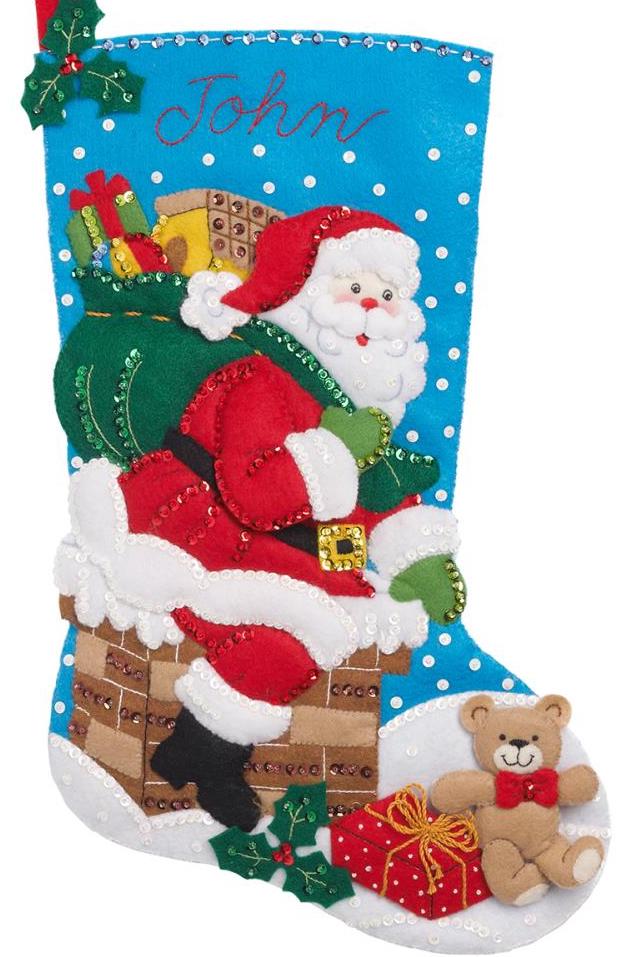 DIY Bucilla Down the Chimney Santa Christmas Eve Holiday Felt Stocking Kit 86656