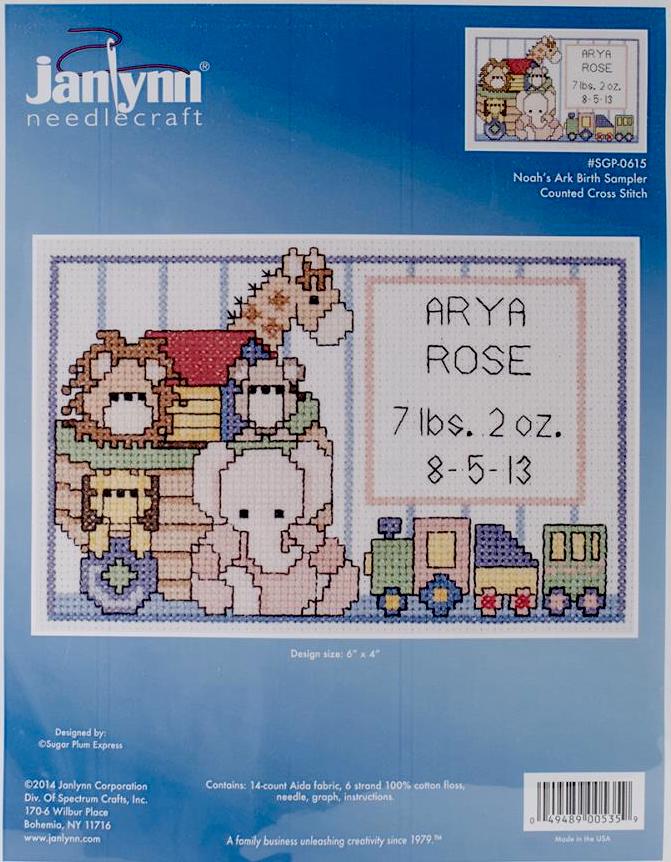 Lot of 2 Counted Cross Stitch Kits with FRAMES Baby Announcement Strawberry  Jam