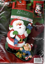 Load image into Gallery viewer, DIY Bucilla Santa &amp; Elf Christmas Eve Decorate Holiday Felt Stocking Kit 84945