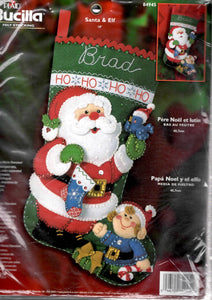 DIY Bucilla Santa & Elf Christmas Eve Decorate Holiday Felt Stocking Kit 84945
