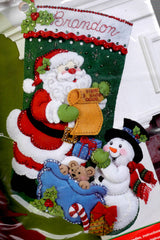 DIY Bucilla Santas List Snowman Christmas Eve Holiday Felt Stocking Kit 86360