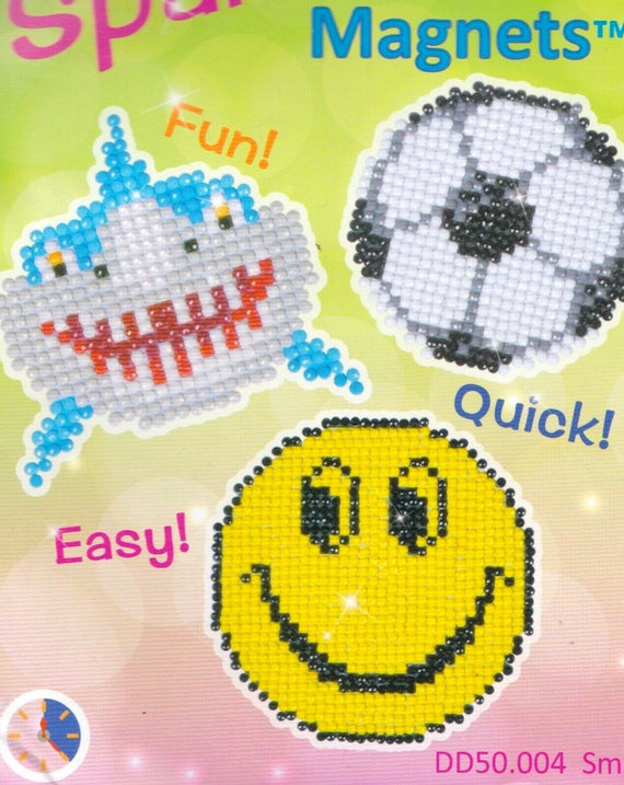 DIY Diamond Dotz Smile Shark Soccer Emoji Face Kids Facet Magnet Bead Craft Kit