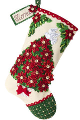 DIY Bucilla Poinsettia Tree Christmas Flower Holiday Felt Stocking Kit 89252E