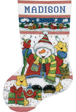 Load image into Gallery viewer, DIY Design Works Snowman Fun Christmas Counted Cross Stitch Stocking Kit 5974