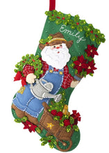 Load image into Gallery viewer, DIY Bucilla In the Garden Santa Jeans Christmas Holiday Felt Stocking Kit 86979E