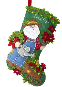 DIY Bucilla In the Garden Santa Jeans Christmas Holiday Felt Stocking Kit 86979E