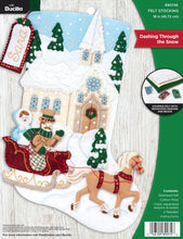 Load image into Gallery viewer, DIY Bucilla Dashing Through the Snow Church Christmas Felt Stocking Kit 89074E