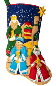 DIY Bucilla Three Wise Men Christmas Nativity Manger Felt Stocking Kit 89311E