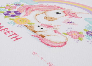 DIY Vervaco Mother and Baby Unicorn Birth Gift Counted Cross Stitch Kit