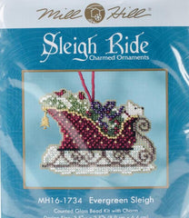 DIY Mill Hill Evergreen Sleigh Christmas Eve Bead Cross Stitch Ornament Kit