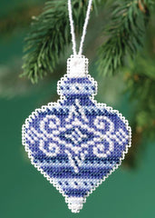 DIY Mill Hill Sapphire Opal Christmas Holiday Bead Cross Stitch Ornament Kit