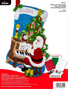DIY Bucilla Santa at the Piano Music Holiday Christmas Felt Stocking Kit 86941E
