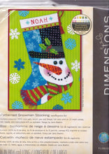 Load image into Gallery viewer, DIY Dimensions Patterned Snowman Christmas Needlepoint Stocking Kit 09155