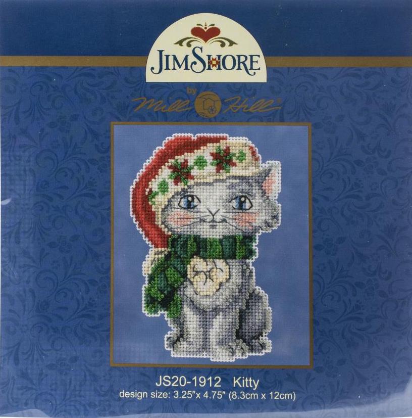 DIY Mill Hill Kitty Jim Shore Christmas Holiday Bead Cross Stitch Picture Kit