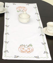 Load image into Gallery viewer, DIY Jack Dempsey Halloween Pumpkin Stamped Cross Stitch Table Runner Scarf Kit