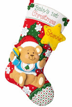 Load image into Gallery viewer, DIY Bucilla Baby Bear&#39;s Christmas New Baby Balloon Felt Stocking Kit 89310E