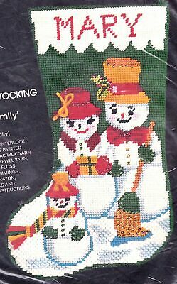 DIY Bucilla Snowman Family Chunky Christmas Needlepoint Stocking Kit 60546