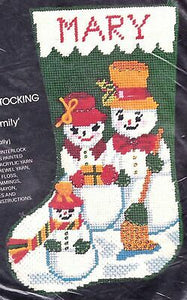 DIY Bucilla Snowman Family Chunky Christmas Needlepoint Stocking Kit 60546