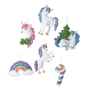 DIY Bucilla Santas Unicorn Rainbow Christmas Holiday Felt Ornament Kit 89280E