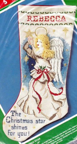 DIY Bernat Christmas Star Angel Holiday Counted Cross Stitch Stocking Kit 4019