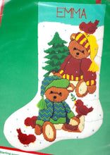 Load image into Gallery viewer, DIY Dimensions Two Bears Teddy Christmas Long Needlepoint Stocking Kit 9070
