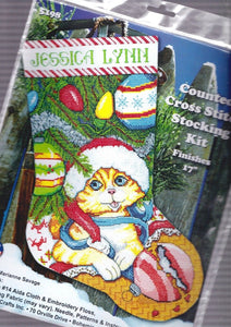 DIY Design Works Kitten Cat Christmas Counted Cross Stitch Stocking Kit 5198
