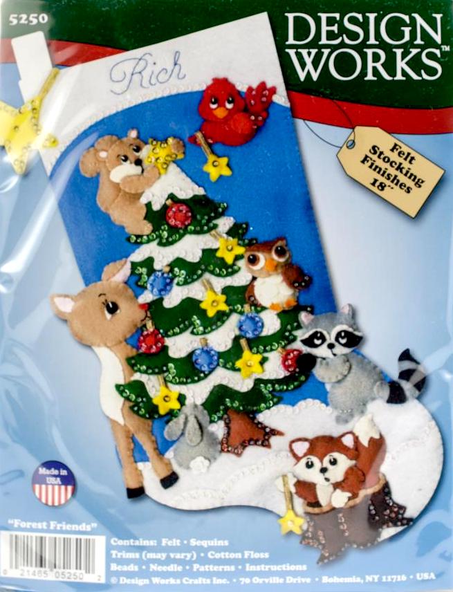DIY Design Works Woodland Friends Forest Christmas Felt Stocking Kit 5250
