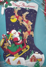 Load image into Gallery viewer, DIY Jumbo Bucilla Over the Rooftops Santa Christmas Felt Stocking Kit 83118