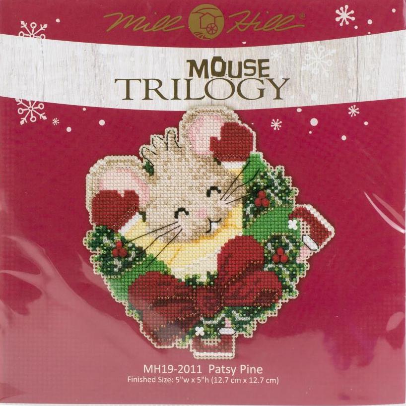 DIY Mill Hill Patsy Pine Mouse Christmas Wreath Bead Cross Stitch Picture Kit