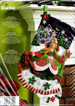 Load image into Gallery viewer, DIY Bucilla Princess Frozen Castle Snowy Christmas Eve Felt Stocking Kit 86140