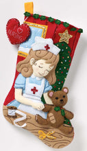 Load image into Gallery viewer, DIY Caring Nurse Teddy Bear Nursing Gift Christmas Felt Stocking Kit 89329E