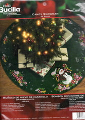 DIY Bucilla Candy Snowman Holiday Treats Christmas Felt Tree Skirt Kit 86307