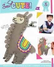 Load image into Gallery viewer, DIY Sew Cute Llama Kids Beginner Starter Felt Backpack Clip Kit School Craft