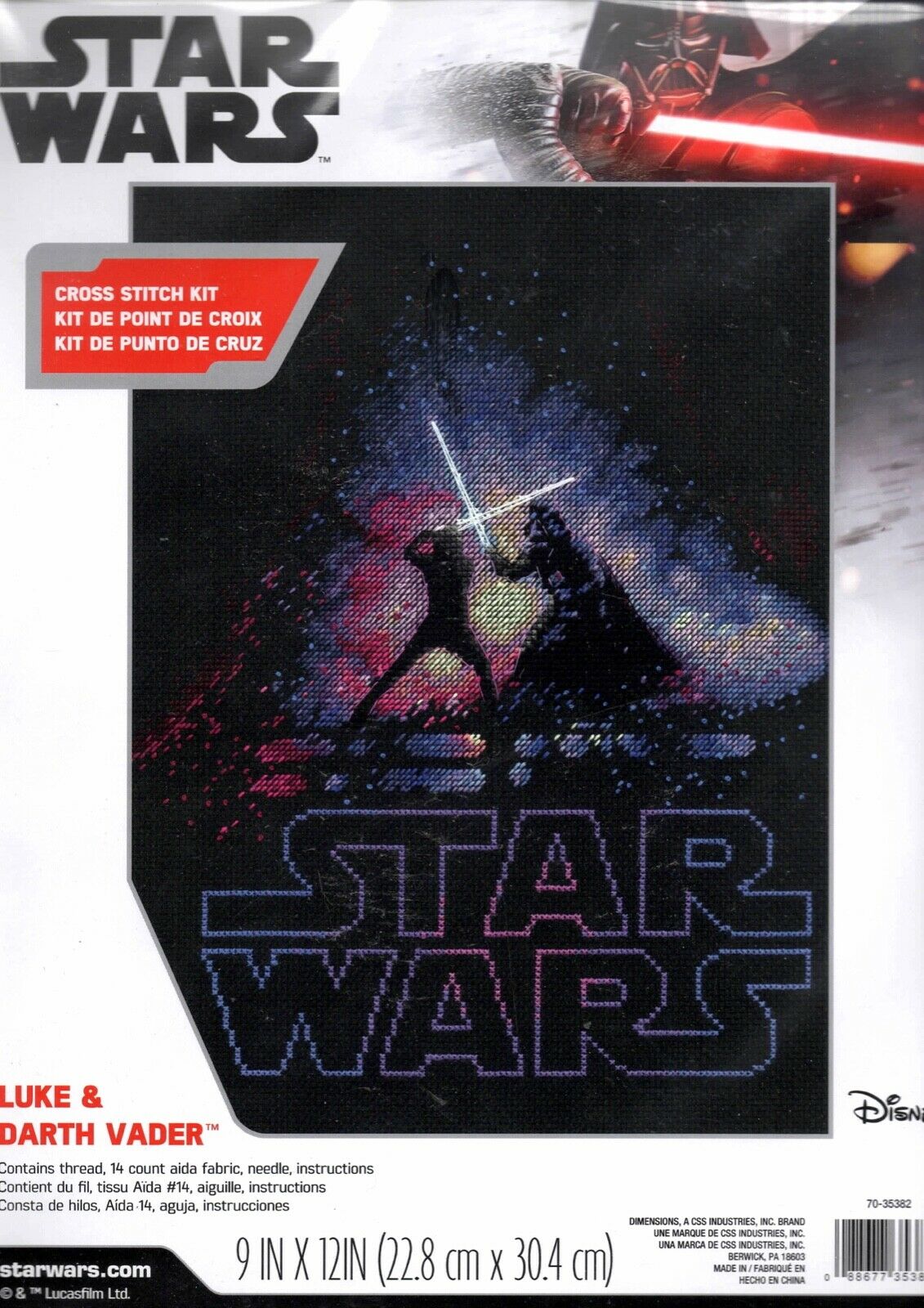 DIY Dimensions Star Wars Luke & Darth Vador Counted Cross Stitch Kit 35382