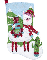 DIY Bucilla Christmas Llama Cactus Christmas Holiday Felt Stocking Kit