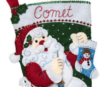 Load image into Gallery viewer, DIY Bucilla Stitching Santa Sewing Craft Christmas Felt Stocking Kit 89234E
