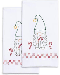 DIY Jack Dempsey Christmas Gnome Candy Stamped Embroidery Hand Towel Kit 320617