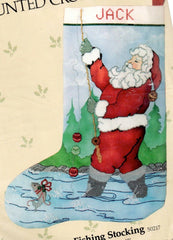 DIY Candamar Santa Fishing Christmas Counted Cross Stitch Stocking Kit 50217
