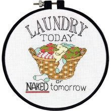 Load image into Gallery viewer, DIY Dimensions Laundry Today Naked Tomorrow Counted Cross Stitch Kit 73764