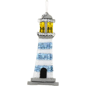 DIY Bucilla Lighthouse Beach Ocean Shell Christmas Tree Ornament Kit 89291E