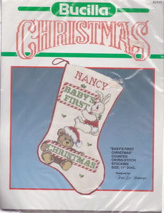 DIY Bucilla Babys First Christmas Bear Counted Cross Stitch Stocking Kit 82523