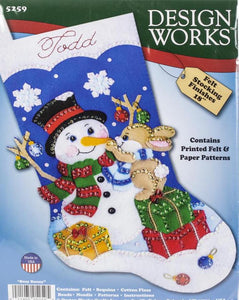 DIY Design Works Busy Bunny Snowman Holiday Christmas Felt Stocking Kit 5259