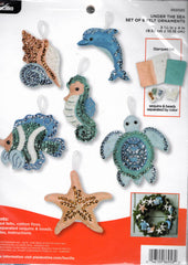 DIY Bucilla Under the Sea Fish Seahorse Christmas Felt Ornament Kit 86958E