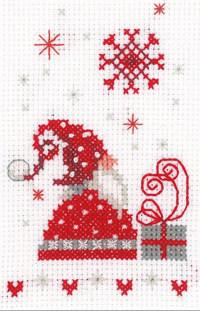 DIY Vervaco Christmas Cards Craft Gnomes Elves Santa Counted Cross Stitch Kit 2